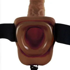 9 Hohl Strap-On mit Bällen 22,9 cm Braun von Fetish Fantasy Series