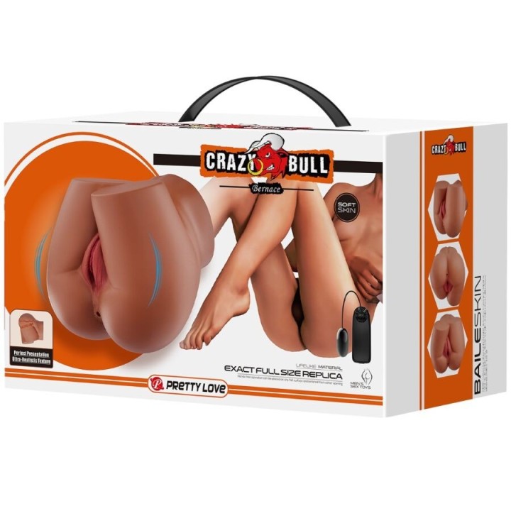 Bernace Ass Vibrator mit Realistischer Vagina und Anus Flesh mit Fernbedienung von Crazy Bull | Fesselliebe.de