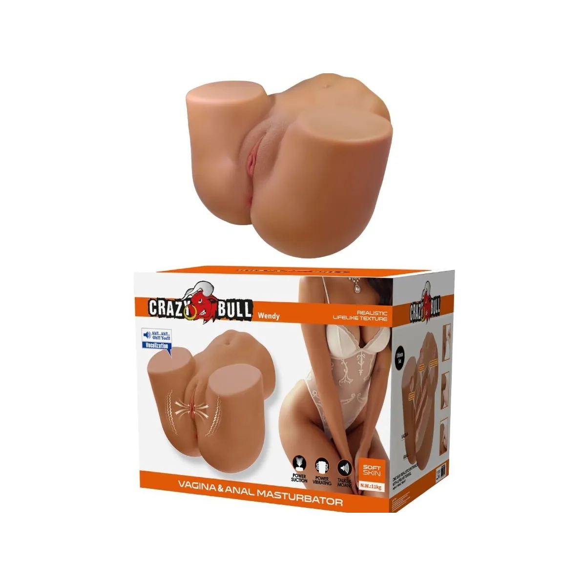 Wendy Realistischer weiblicher Po-Vibrator und Sauger mit Ton 11 Kg von Crazy Bull | Fesselliebe.de