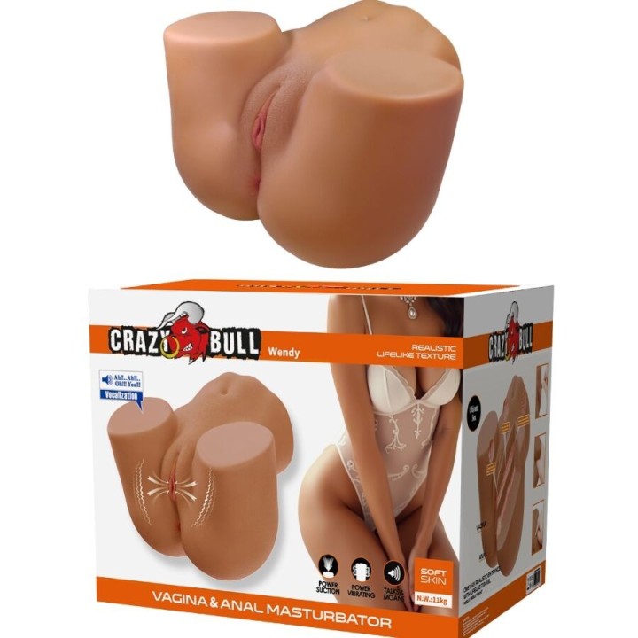 Wendy Realistischer weiblicher Po-Vibrator und Sauger mit Ton 11 Kg von Crazy Bull | Fesselliebe.de