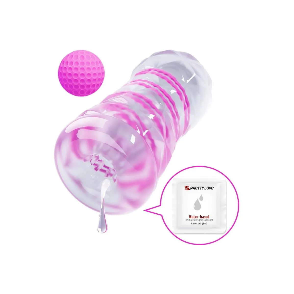 Fantasy männlicher Masturbator mit Innenspirale und Transparenten Bällen von Pretty Love Male | Fesselliebe.de