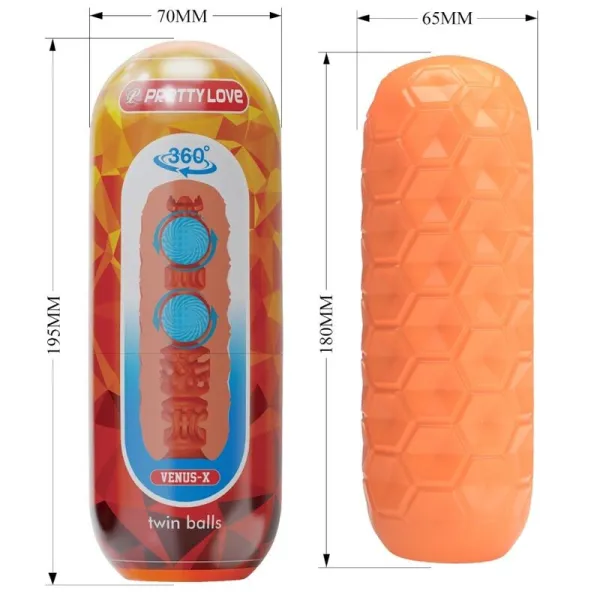 Twin Balls männlicher Masturbator Orange von Pretty Love Flirtation | Fesselliebe.de