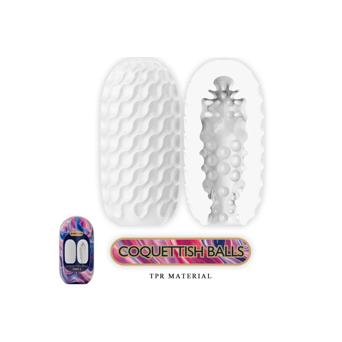 Kokettische Kugeln aus Silikon, männlicher Masturbator, Weiss von Pretty Love | Fesselliebe.de