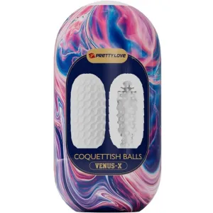 Kokettische Kugeln aus Silikon, männlicher Masturbator, Weiss von Pretty Love