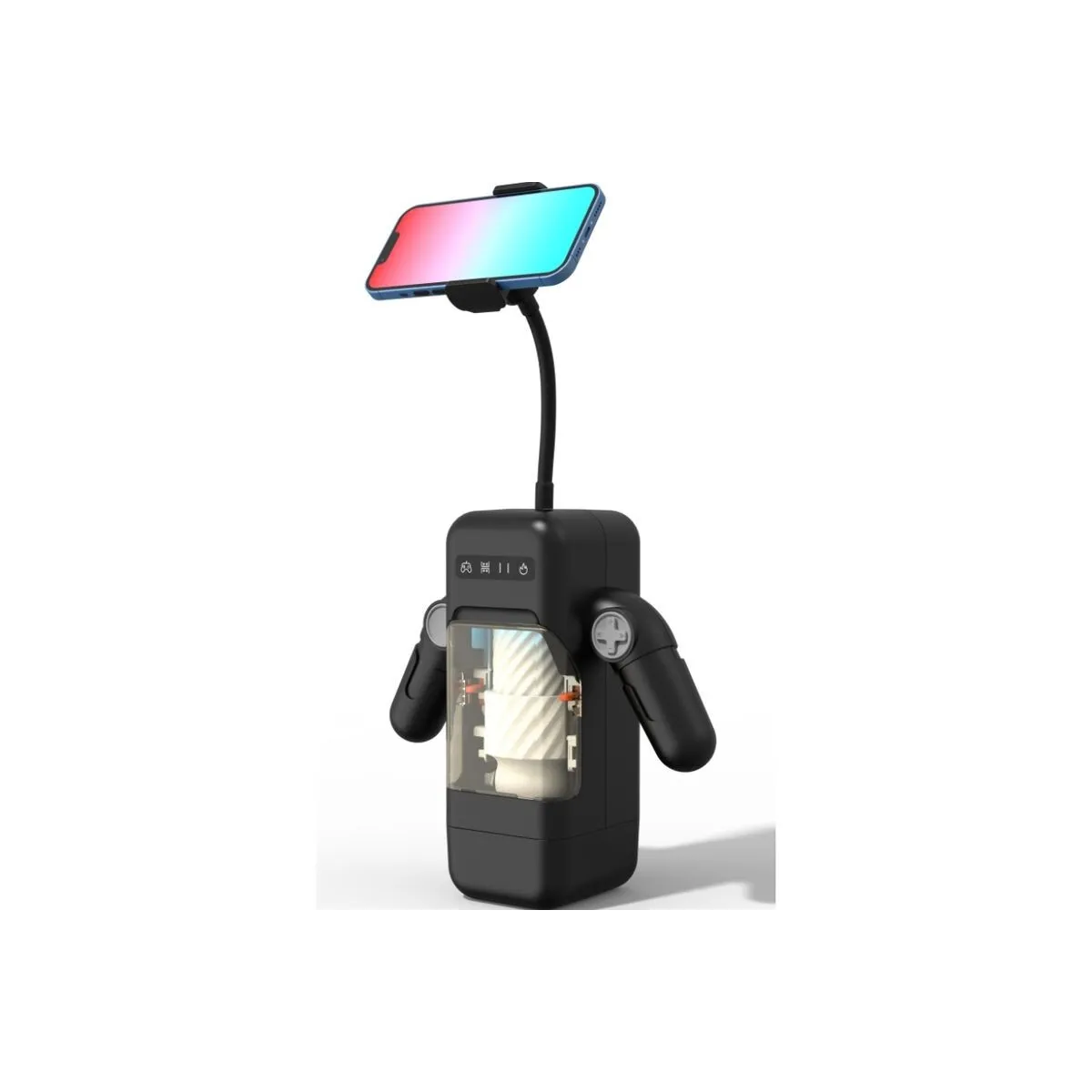 Stoßender Vibrations-Masturbator mit Heizfunktion und Mobiler Unterstützung - Schwarz von Baile For Him | Fesselliebe.de