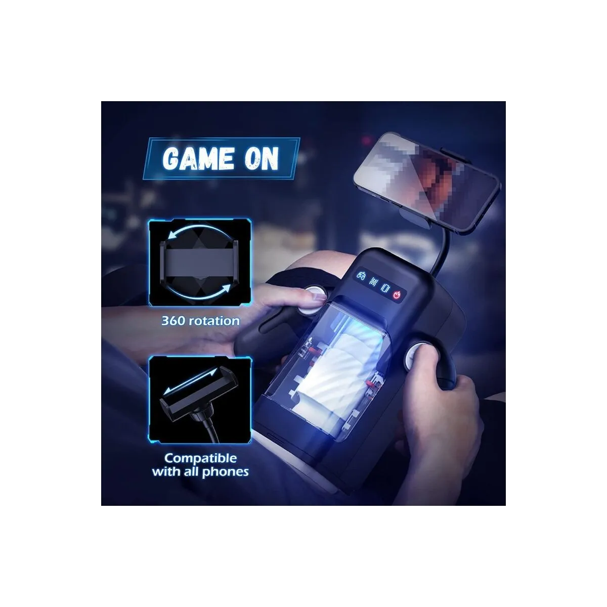 Stoßender Vibrations-Masturbator mit Heizfunktion und Mobiler Unterstützung - Schwarz von Baile For Him | Fesselliebe.de