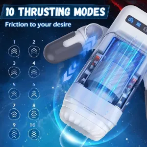 Stoßender Vibrations-Masturbator mit Heizfunktion und Mobiler Unterstützung - Schwarz von Baile For Him