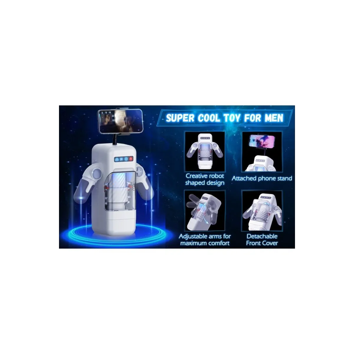 Stoßender Vibrations-Masturbator mit Heizfunktion und Mobiler Unterstützung - Schwarz von Baile For Him | Fesselliebe.de