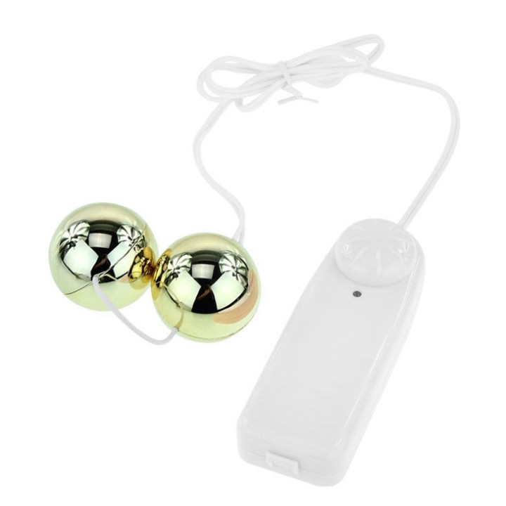 Goldener Vibrator mit Chinesischen Bällen von Baile Stimulating | Fesselliebe.de