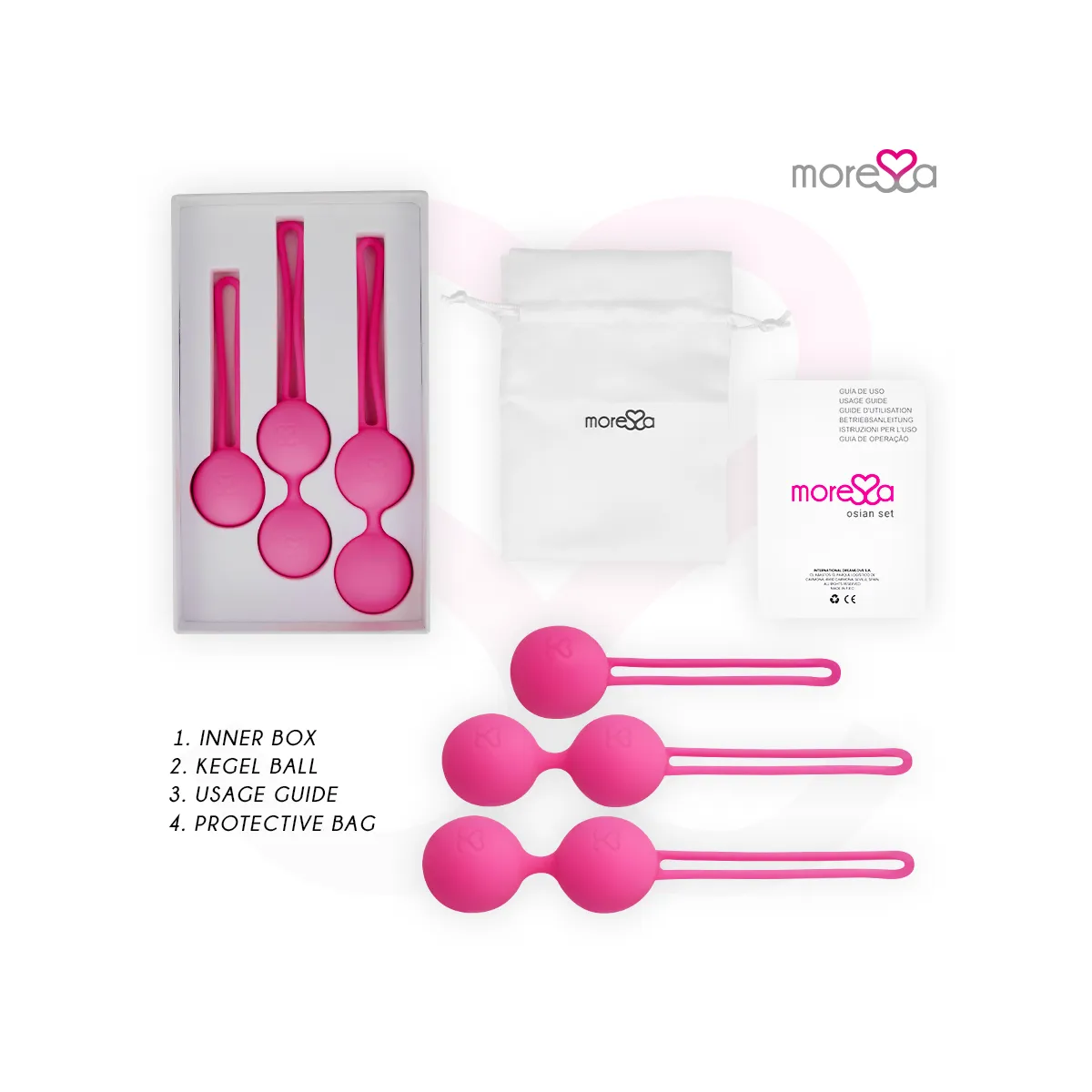 Osian Set Premium Silikon Rosa (Osian One - 51 G | Osian Two - 101 G | Osian Three 85 G) von Moressa | Fesselliebe.de