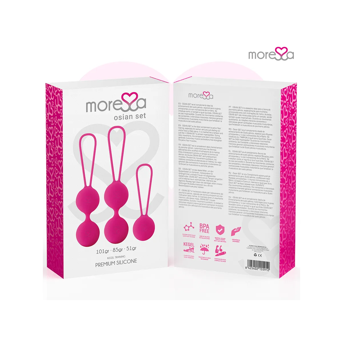 Osian Set Premium Silikon Rosa (Osian One - 51 G | Osian Two - 101 G | Osian Three 85 G) von Moressa | Fesselliebe.de