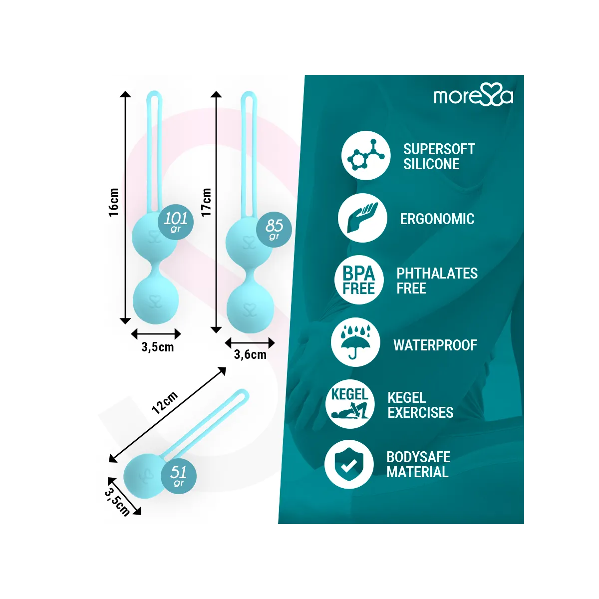 Osian Set Premium Türkis Silikon von Moressa | Fesselliebe.de