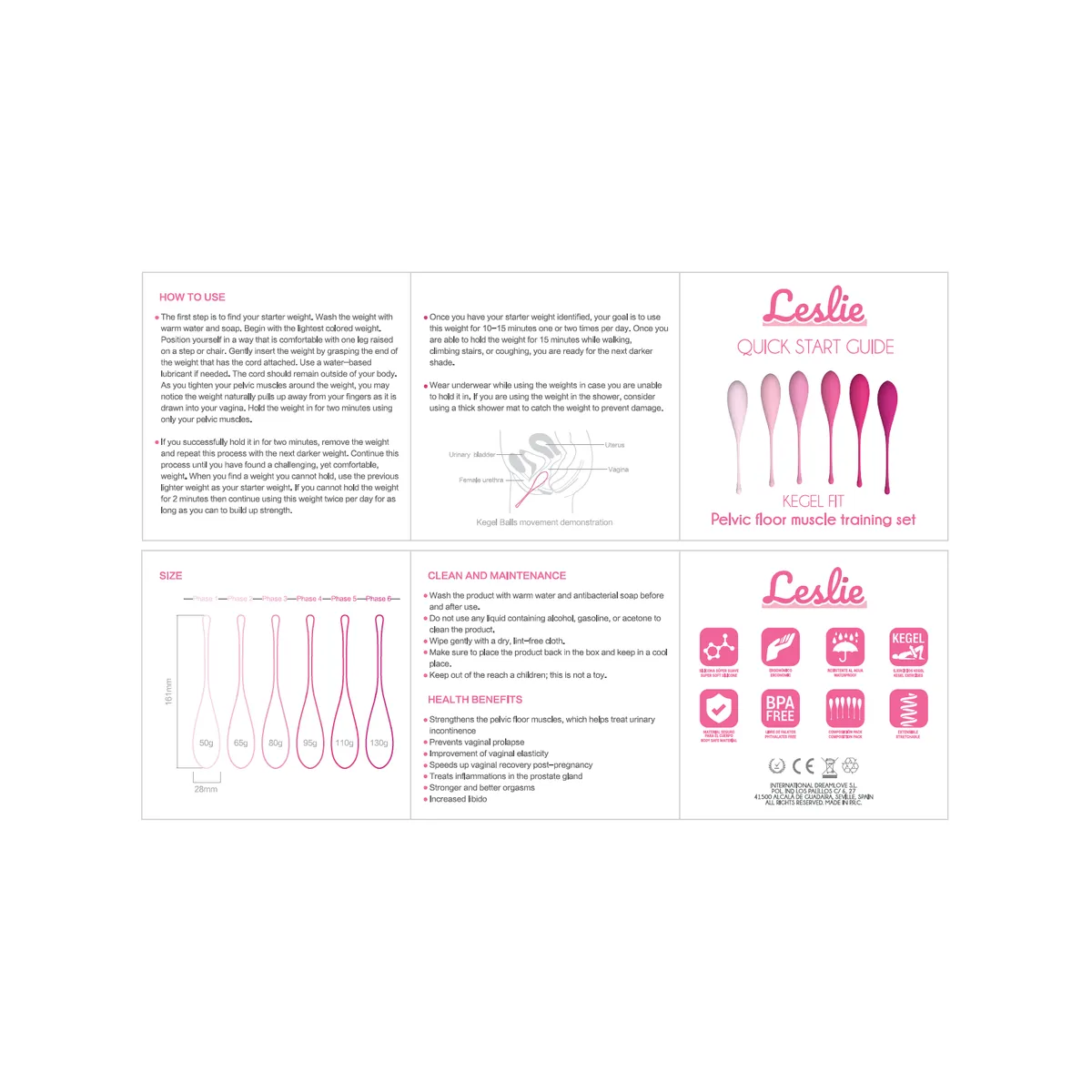 Kegel Fit Pelvic Muscle Training Set 6 Stücke von Leslie | Fesselliebe.de