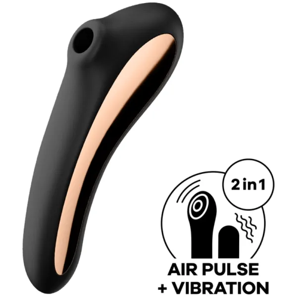 Dual Kiss Air Pulse Vibrator Schwarz von Satisfyer Air Pulse | Fesselliebe.de
