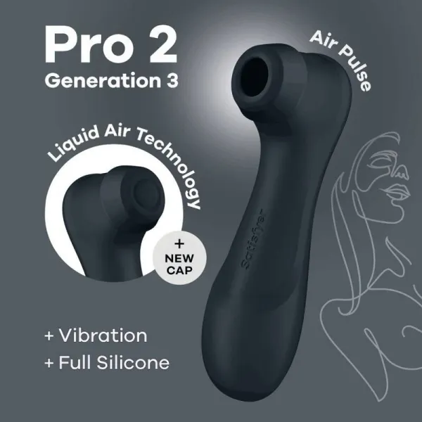 Pro 2 Generation 3 Liquid Air Technology Schwarz von Satisfyer Air Pulse | Fesselliebe.de