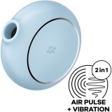 Pro To Go 3 Doppelter Luftpulsstimulator & Vibrator Blau von Satisfyer Air Pulse | Fesselliebe.de