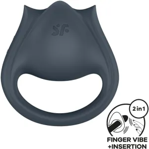 Perfect Pair 2 Multivibrator 2 In 1 Penisring und Fingerstimulator Grau von Satisfyer Partner | Fesselliebe.de