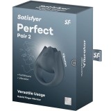 Perfect Pair 2 Multivibrator 2 In 1 Penisring und Fingerstimulator Grau von Satisfyer Partner | Fesselliebe.de