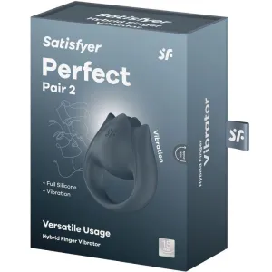 Perfect Pair 2 Multivibrator 2 In 1 Penisring und Fingerstimulator Grau von Satisfyer Partner