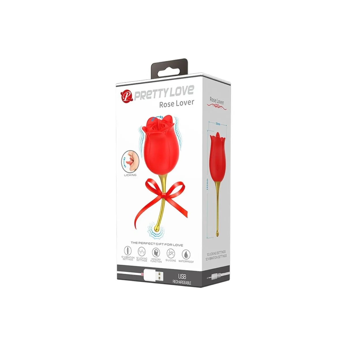 Rose Lover Rose Klitoris-Stimulator 12 Vibrationen Rot von Pretty Love | Fesselliebe.de