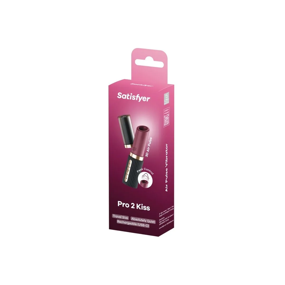 Pro 2 Kiss Wave Klitoris-Stimulator Granat / Schwarz von Satisfyer Air Pulse | Fesselliebe.de
