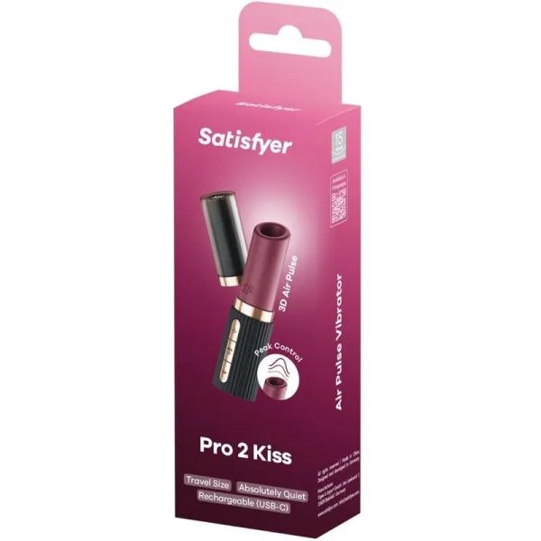 Pro 2 Kiss Wave Klitoris-Stimulator Granat / Schwarz von Satisfyer Air Pulse | Fesselliebe.de