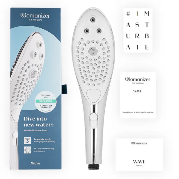 Wave Klitoralstimulierender Duschkopf Chrom von Womanizer | Fesselliebe.de