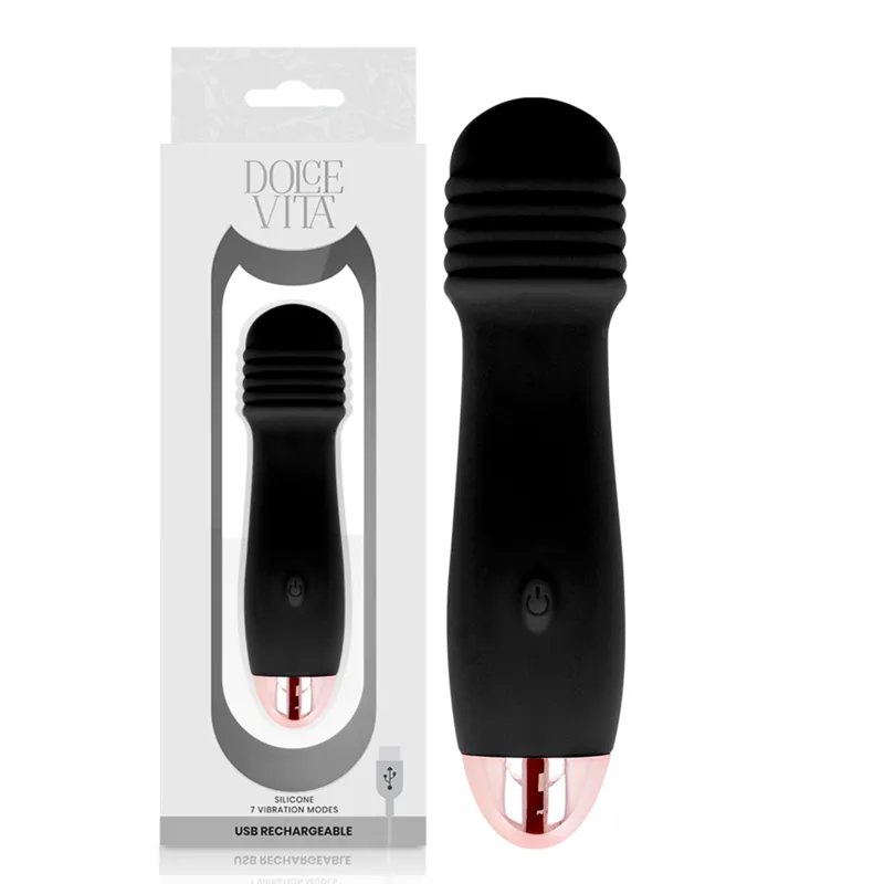 Aufladbarer Vibrator Drei Schwarz 7 Geschwindigkeit von Dolce Vita | Fesselliebe.de