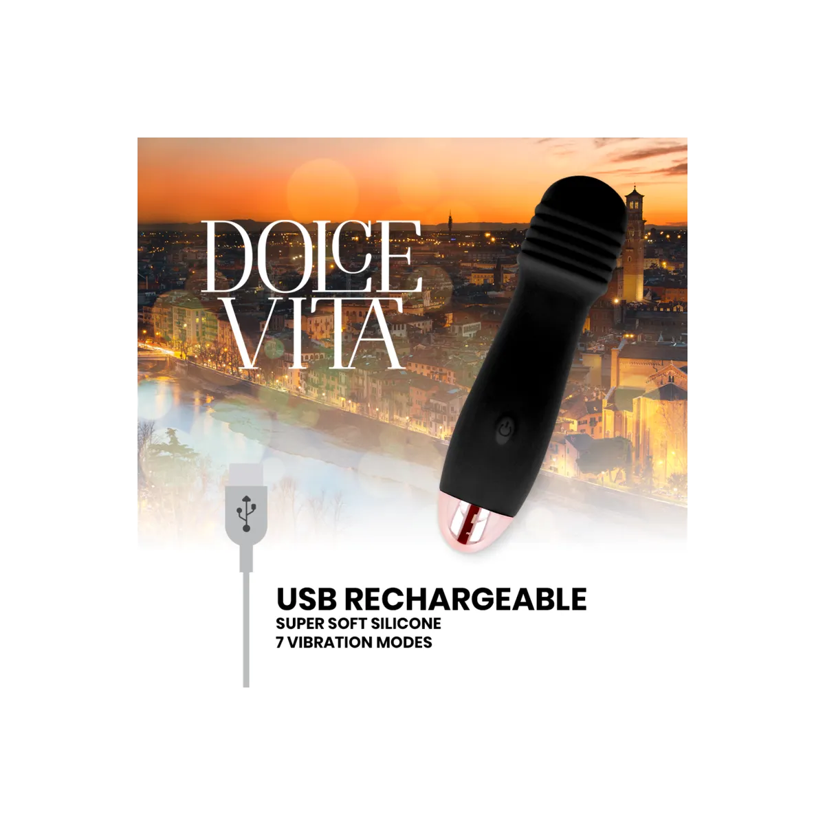 Aufladbarer Vibrator Drei Schwarz 7 Geschwindigkeit von Dolce Vita | Fesselliebe.de