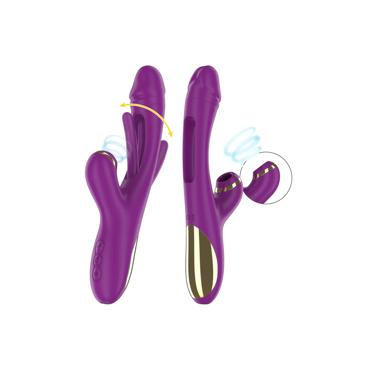 Ateneo wiederaufladbarer Multifunktionsvibrator 7 Vibrationen mit Oszillierender Zunge und Lila Saugrohr von Intense Fun | Fesselliebe.de
