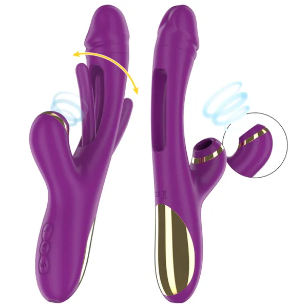 Ateneo wiederaufladbarer Multifunktionsvibrator 7 Vibrationen mit Oszillierender Zunge und Lila Saugrohr von Intense Fun | Fesselliebe.de