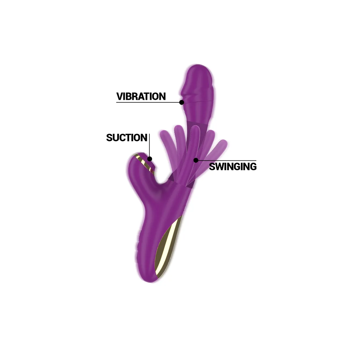 Ateneo wiederaufladbarer Multifunktionsvibrator 7 Vibrationen mit Oszillierender Zunge und Lila Saugrohr von Intense Fun | Fesselliebe.de