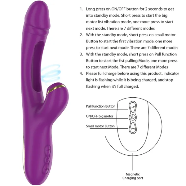 Ateneo wiederaufladbarer Multifunktionsvibrator 7 Vibrationen mit Oszillierender Zunge und Lila Saugrohr von Intense Fun | Fesselliebe.de
