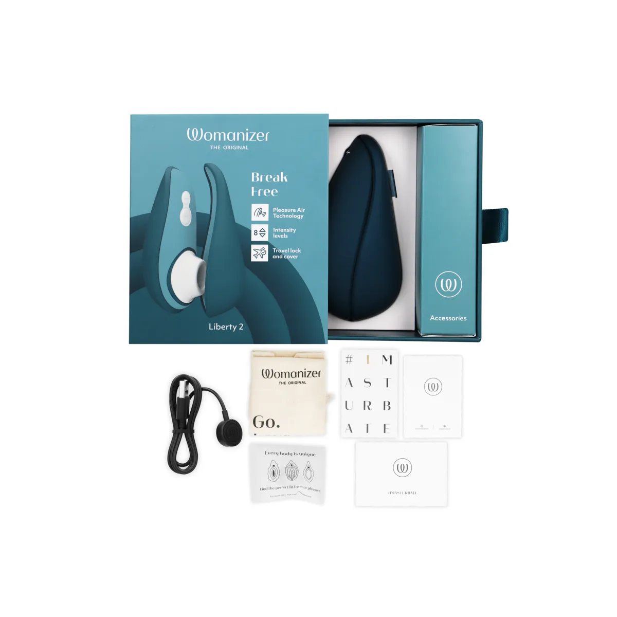 Liberty 2 Klitorisstimulator & Saugrohr Blau von Womanizer | Fesselliebe.de