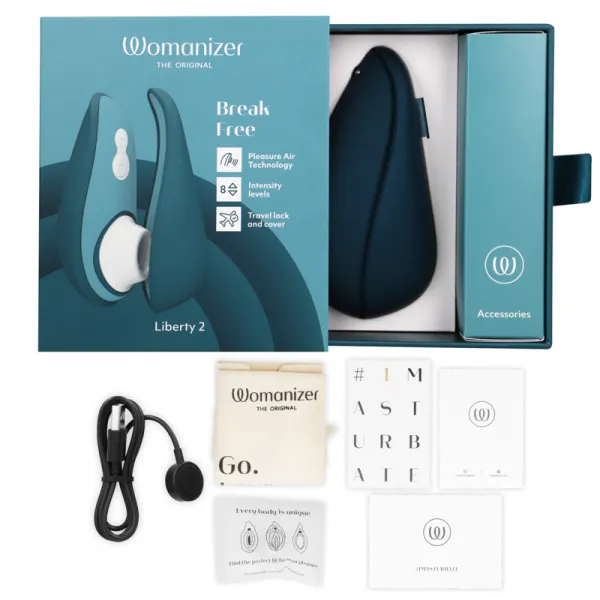 Liberty 2 Klitorisstimulator & Saugrohr Blau von Womanizer | Fesselliebe.de
