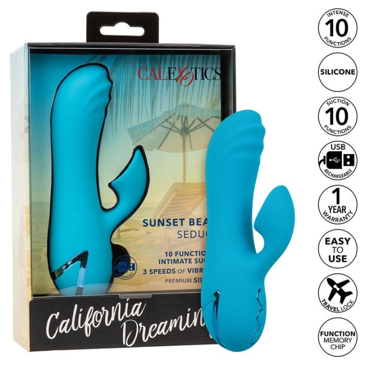 Sunset Beach Seducer Vibrator & Stimulator 10 Funktionen Blau von Calexotics | Fesselliebe.de