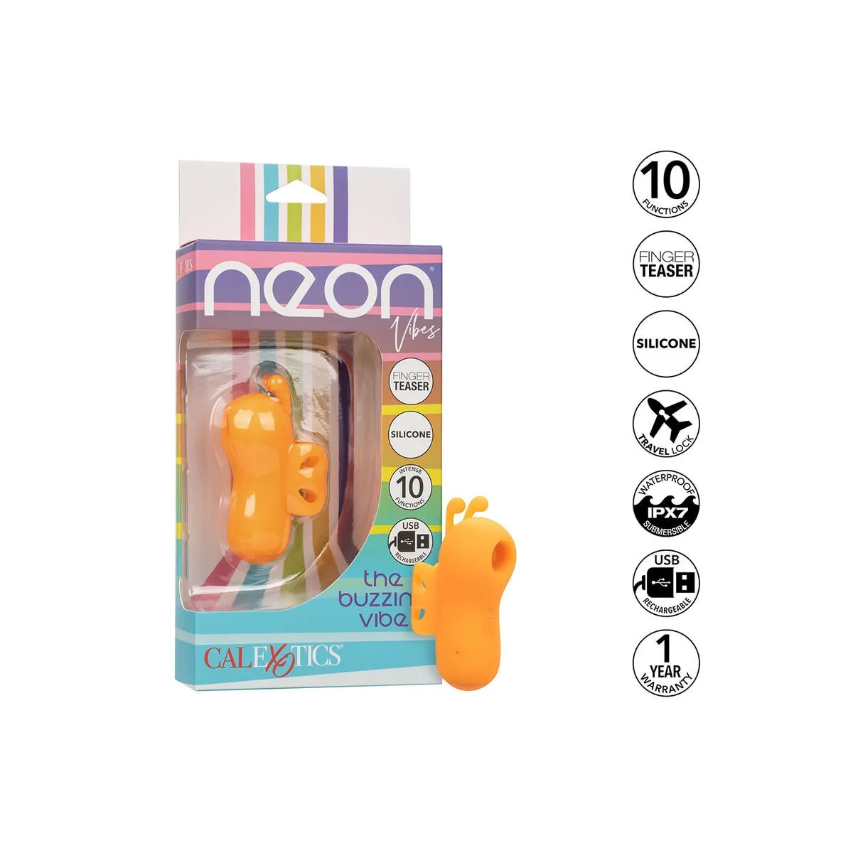 Neon Vibes der Buzzing Vibe Fingerstimulator 10 Vibrationen Orange von Calexotics | Fesselliebe.de