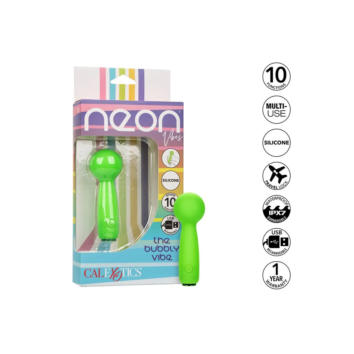 Neon Vibes The Bubbly Vibe Mini-Massager 10 Vibrationen Grün von Calexotics | Fesselliebe.de
