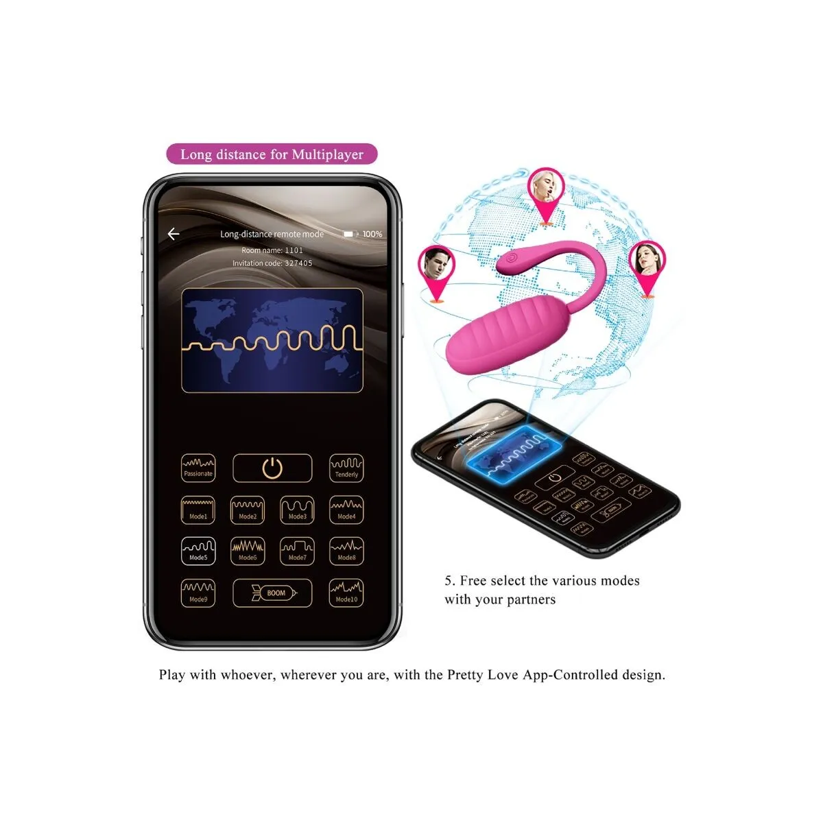 Catalina Pink wiederaufladbares Vibrierendes Ei von Pretty Love Smart | Fesselliebe.de