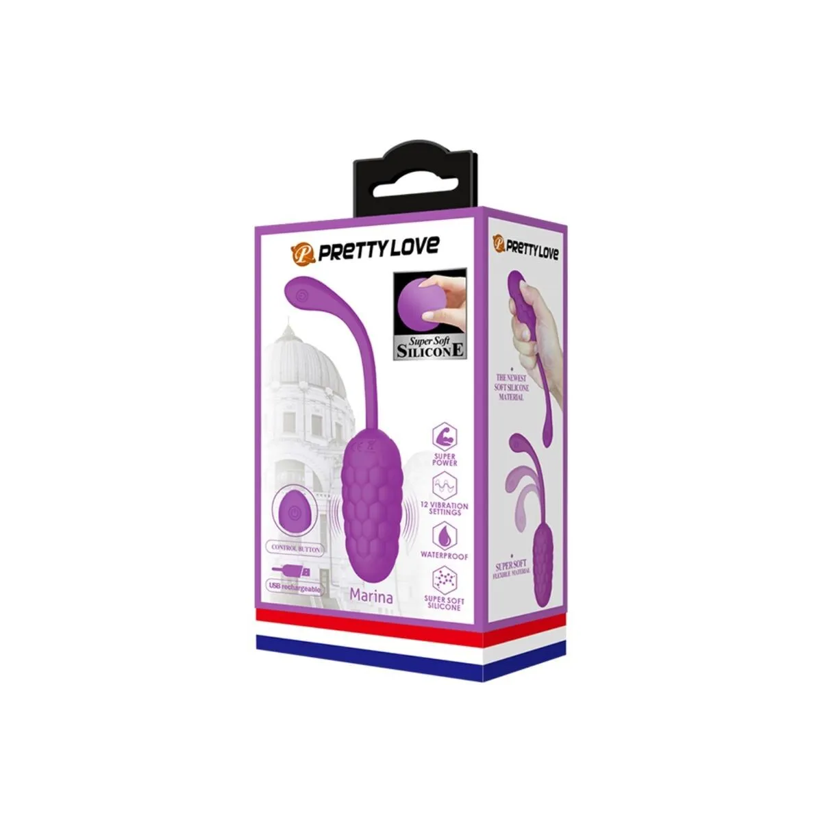 Vibrierendes Ei mit Lila wiederaufladbarer Meerestextur von Pretty Love Smart | Fesselliebe.de