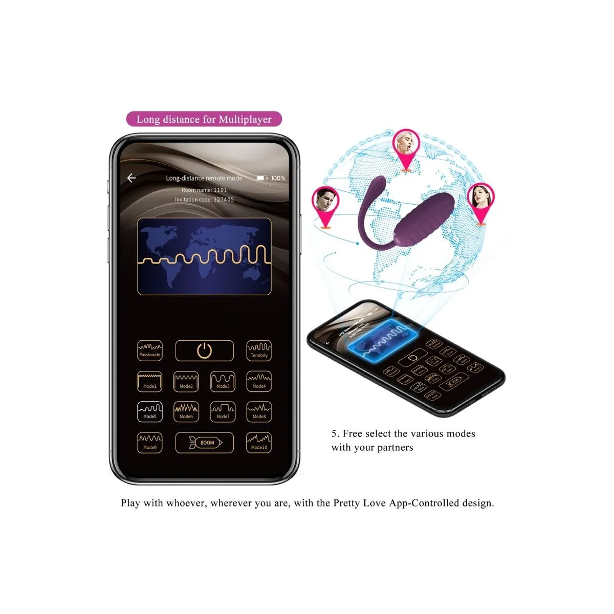 Casper Lila wiederaufladbares Vibrierendes Ei von Pretty Love Smart | Fesselliebe.de