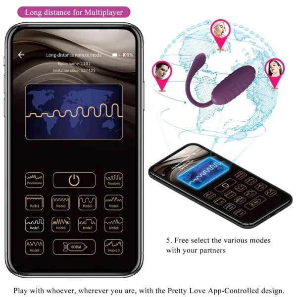 Casper Lila wiederaufladbares Vibrierendes Ei von Pretty Love Smart | Fesselliebe.de