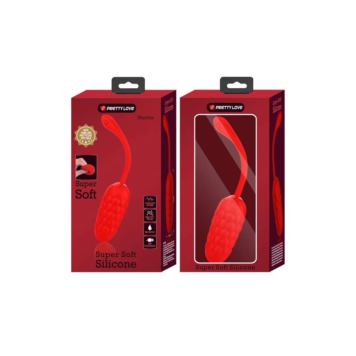 Vibrierendes Ei mit Roter wiederaufladbarer Meerestextur von Pretty Love Smart | Fesselliebe.de