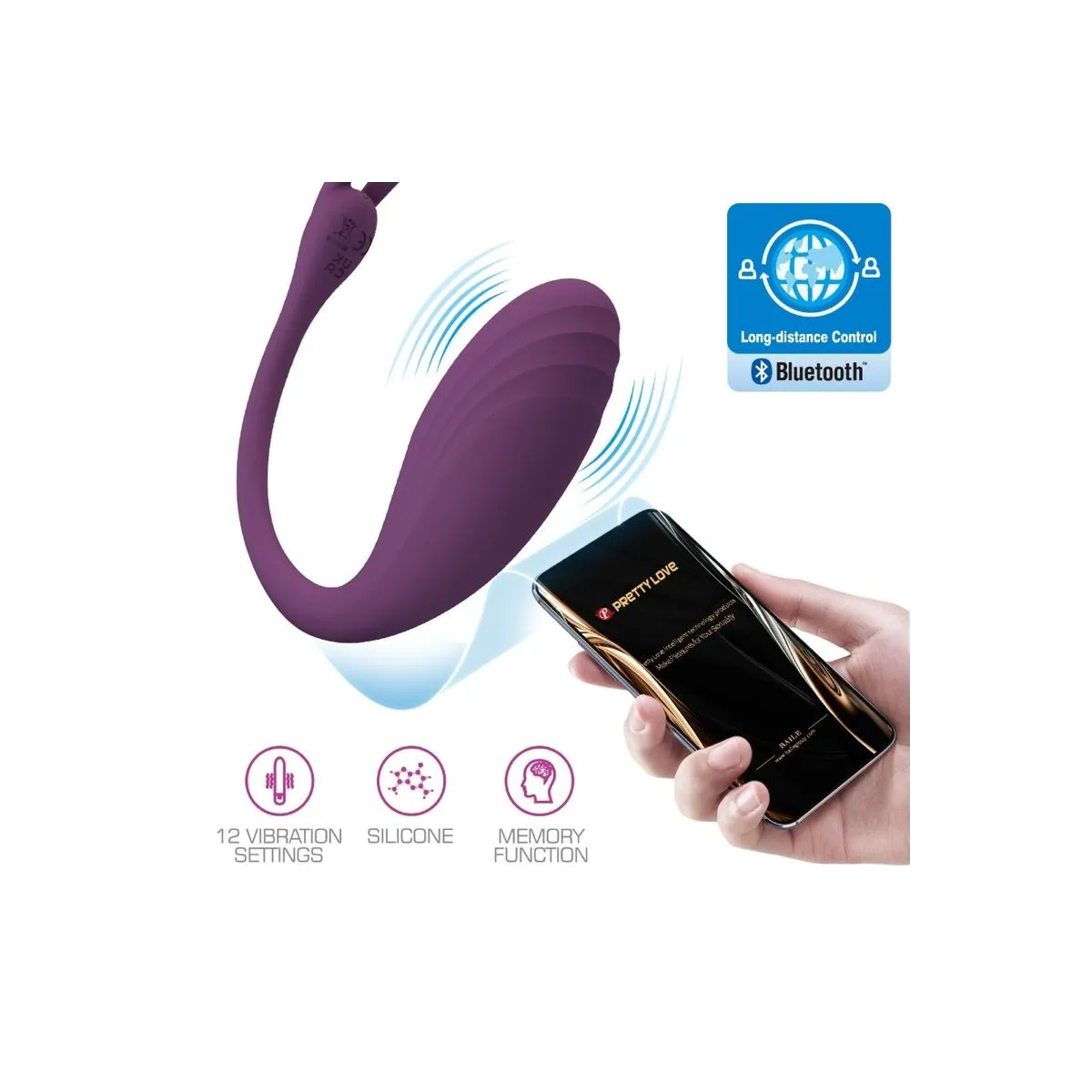 Catalina Vibrator App mit Fernbedienung Lila von Pretty Love Led | Fesselliebe.de
