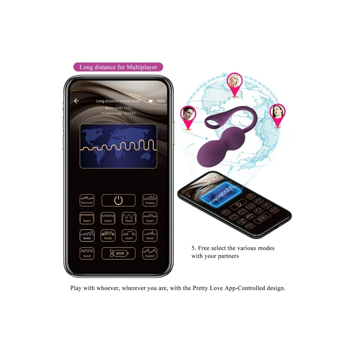 Elvira Kegel Balls App mit Fernbedienung Lila von Pretty Love | Fesselliebe.de