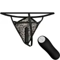 Stringtanga mit Vibrationskugel und mit Fernbedienung, Schwarz von Baile Stimulating