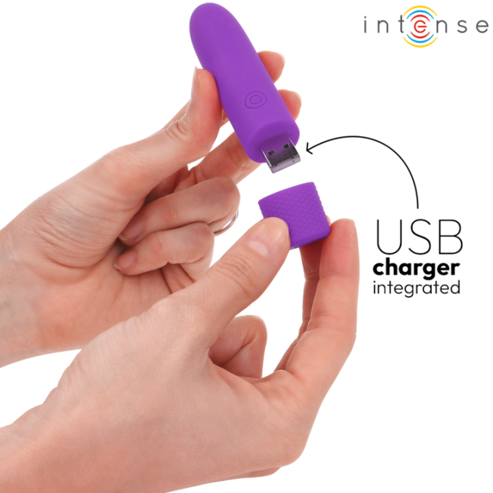 Symone Usb wiederaufladbarer Vibrierender Bullet 8 Vibrationen Lila 10 X 2,2 cm von Intense Fun | Fesselliebe.de