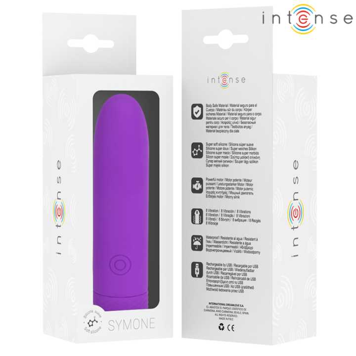 Symone Usb wiederaufladbarer Vibrierender Bullet 8 Vibrationen Lila 10 X 2,2 cm von Intense Fun | Fesselliebe.de