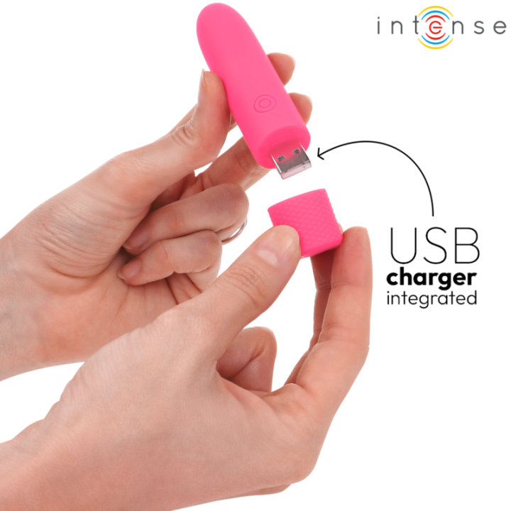 Symone Usb wiederaufladbarer Vibrierender Bullet 8 Vibrationen Rosa 10 X 2,2 cm von Intense Fun | Fesselliebe.de