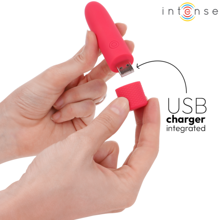 Symone Usb wiederaufladbarer Vibrierender Bullet 8 Vibrationen Rot 10 X 2,2 cm von Intense Fun | Fesselliebe.de